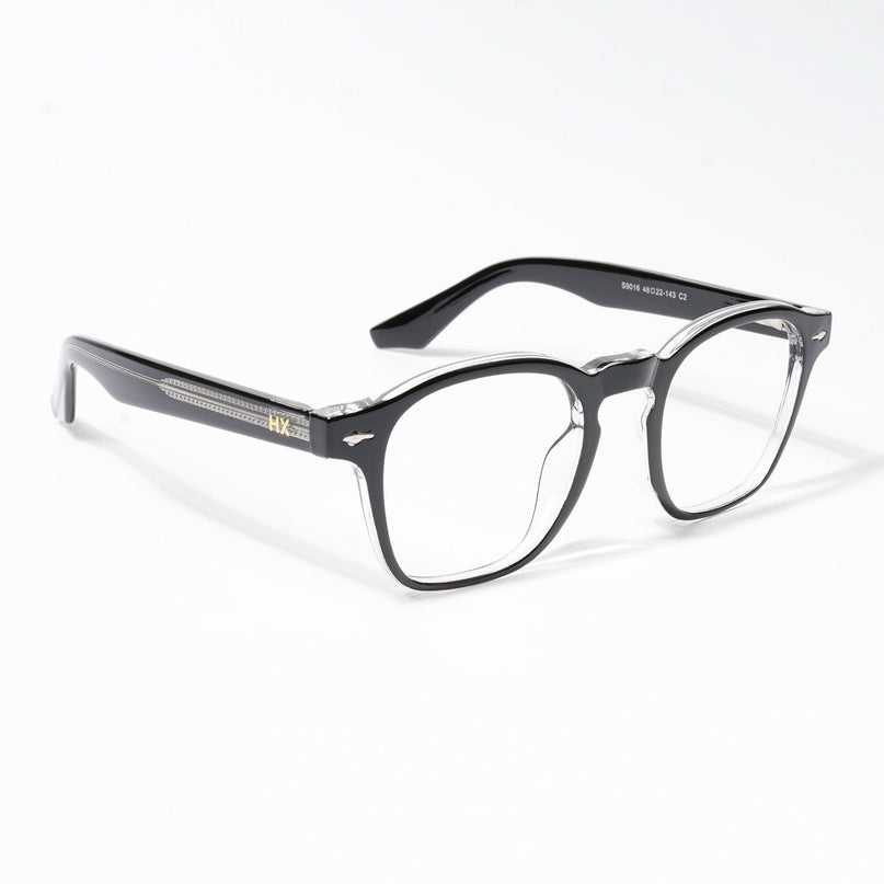 HEXXA Black & Transparent Square Eyeglasses for Men & Women (S9016CL493-C2)