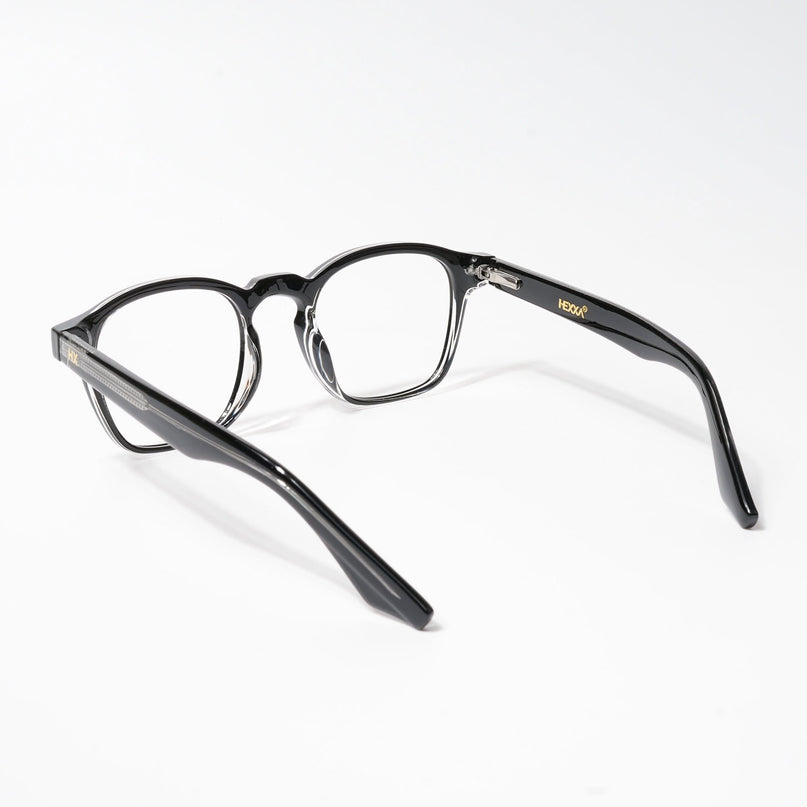 HEXXA Black & Transparent Square Eyeglasses for Men & Women (S9016CL493-C2)