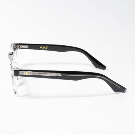 HEXXA Black & Transparent Square Eyeglasses for Men & Women (S9016CL493-C2)