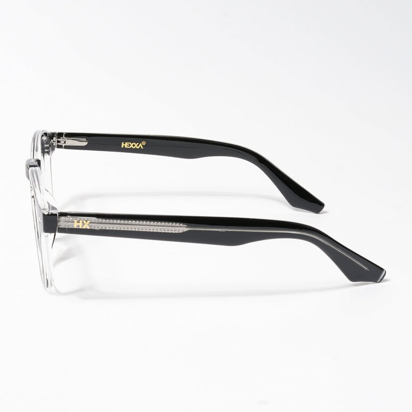 HEXXA Black & Transparent Square Eyeglasses for Men & Women (S9016CL493-C2)