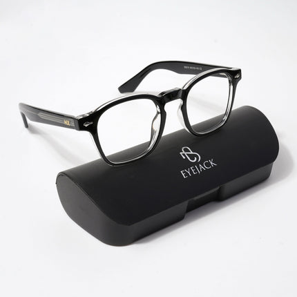 HEXXA Black & Transparent Square Eyeglasses for Men & Women (S9016CL493-C2)