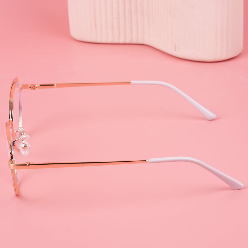 Voyage Glam Pink, Blue & Golden Cateye Eyeglasses for Women - MG4430-C3