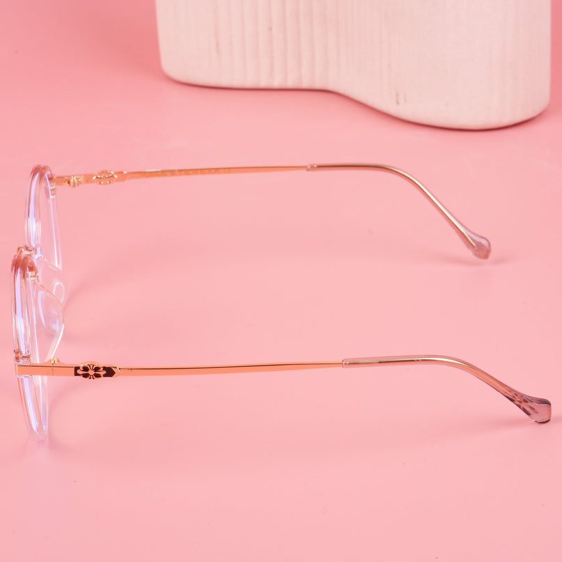 Voyage Glam Transparent Golden Square Eyeglasses for Men & Women - MG4675-C8