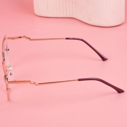 Voyage Glam Red & Golden Cateye Eyeglasses for Women - MG4402-C2
