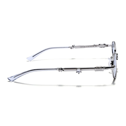 Oval Sunglasses for Men & Women (Light Blue Lens | Silver Frame - SLMG7776)