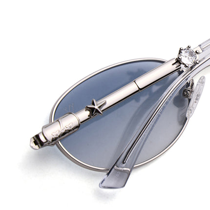 Oval Sunglasses for Men & Women (Light Blue Lens | Silver Frame - SLMG7776)