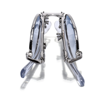 Oval Sunglasses for Men & Women (Light Blue Lens | Silver Frame - SLMG7776)