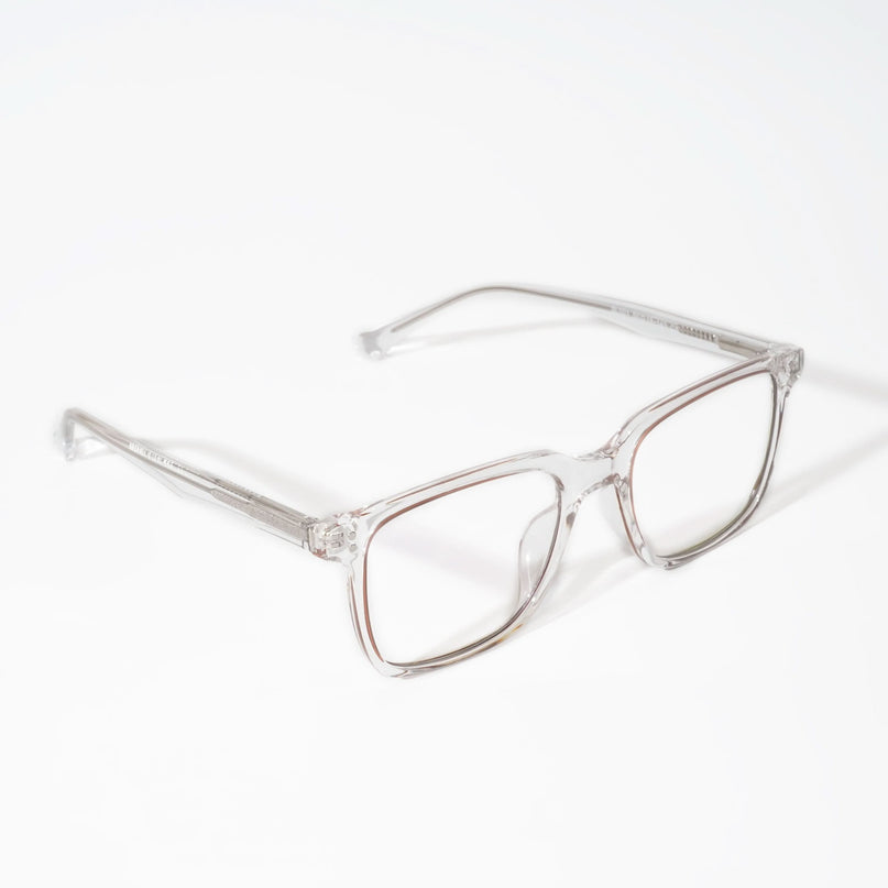 EyeJack Vortex Transparent Brown Rectangle Eyeglasses for Men & Women (SL001CL05-C2)