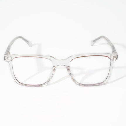 EyeJack Vortex Transparent Brown Rectangle Eyeglasses for Men & Women (SL001CL05-C2)