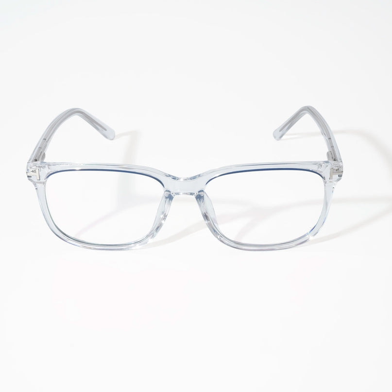 EyeJack Vortex Transparent Blue Rectangle Eyeglasses for Men & Women (SL003CL14-C4)
