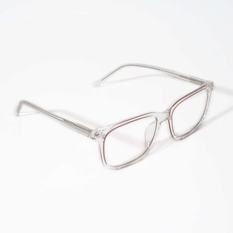 EyeJack Vortex Transparent Brown Rectangle Eyeglasses for Men & Women (SL003CL15-C5)