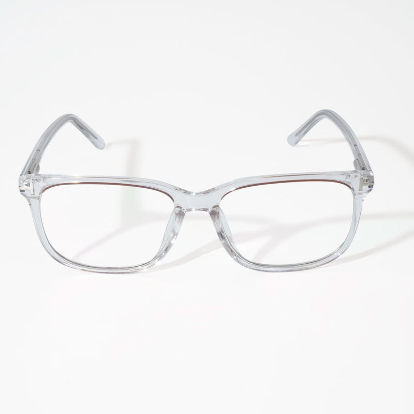 EyeJack Vortex Transparent Brown Rectangle Eyeglasses for Men & Women (SL003CL15-C5)