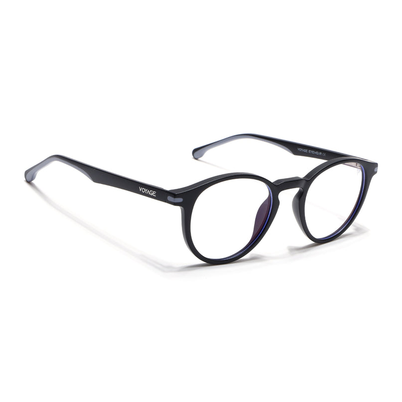 Voyage Black Round Eyeglasses for Men & Women (SV002FMG7439-C3)