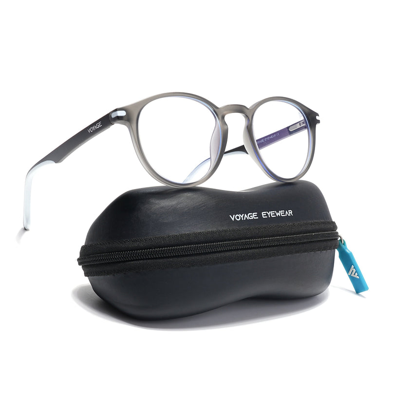 Voyage Dark Grey Round Eyeglasses for Men & Women (SV002FMG7440-C4)