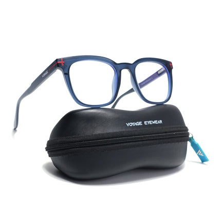 Voyage Blue Square Eyeglasses for Men & Women (SV005FMG7464-C4)