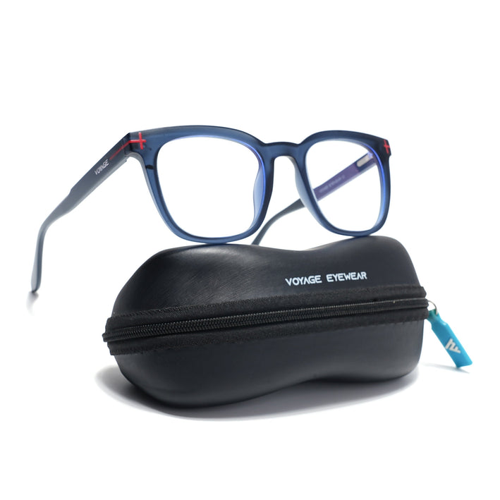 Voyage Blue Square Eyeglasses for Men & Women (SV005FMG7464-C4)