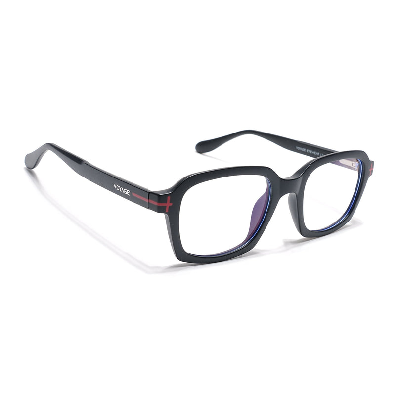 Voyage Black Rectangle Eyeglasses for Men & Women (SV006FMG7469-C1)