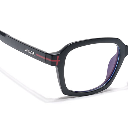 Voyage Black Rectangle Eyeglasses for Men & Women (SV006FMG7469-C1)