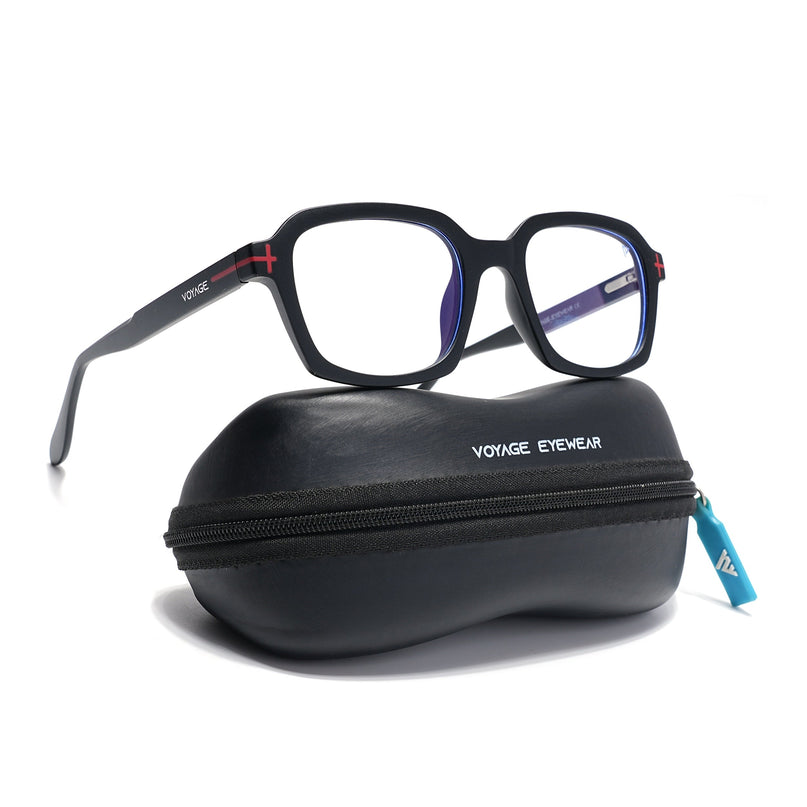 Voyage Black Rectangle Eyeglasses for Men & Women (SV006FMG7469-C1)