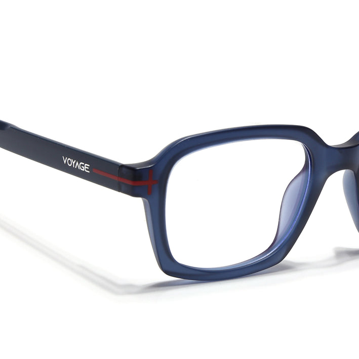 Voyage Blue Rectangle Eyeglasses for Men & Women (SV006FMG7472-C4)