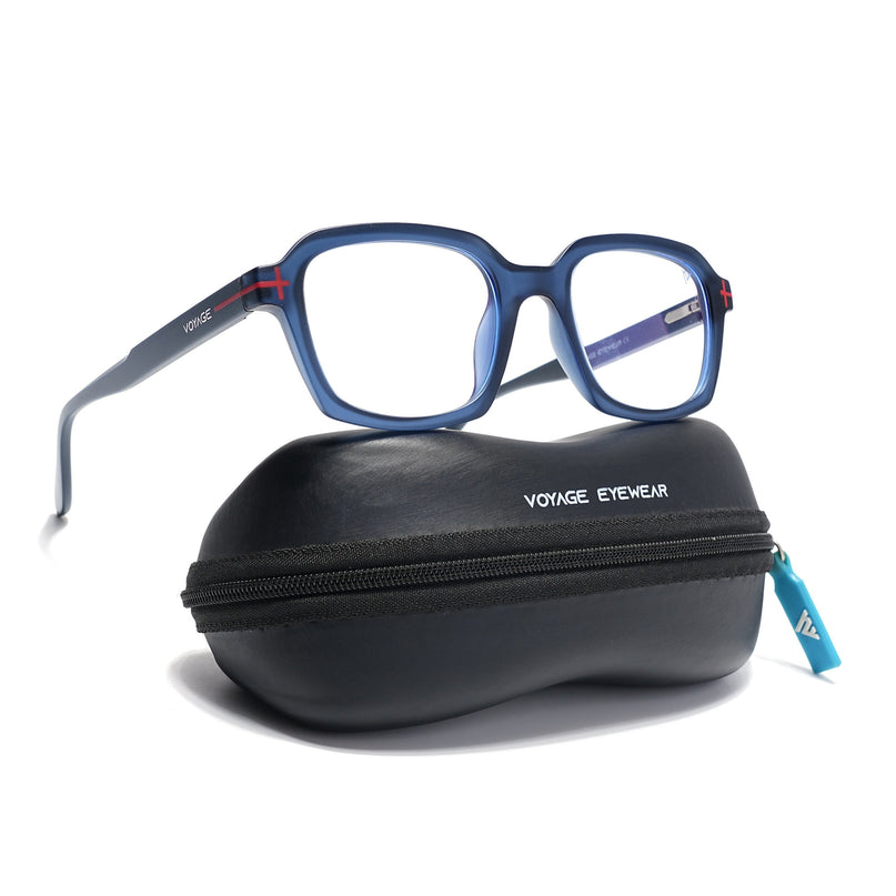 Voyage Blue Rectangle Eyeglasses for Men & Women (SV006FMG7472-C4)