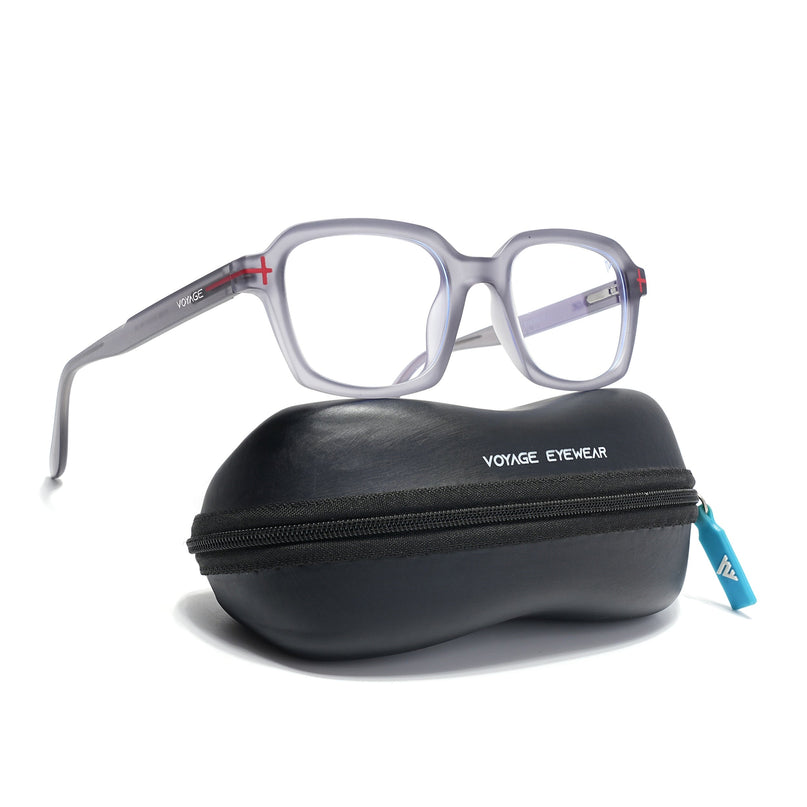 Voyage Grey Rectangle Eyeglasses for Men & Women (SV006FMG7474-C6)