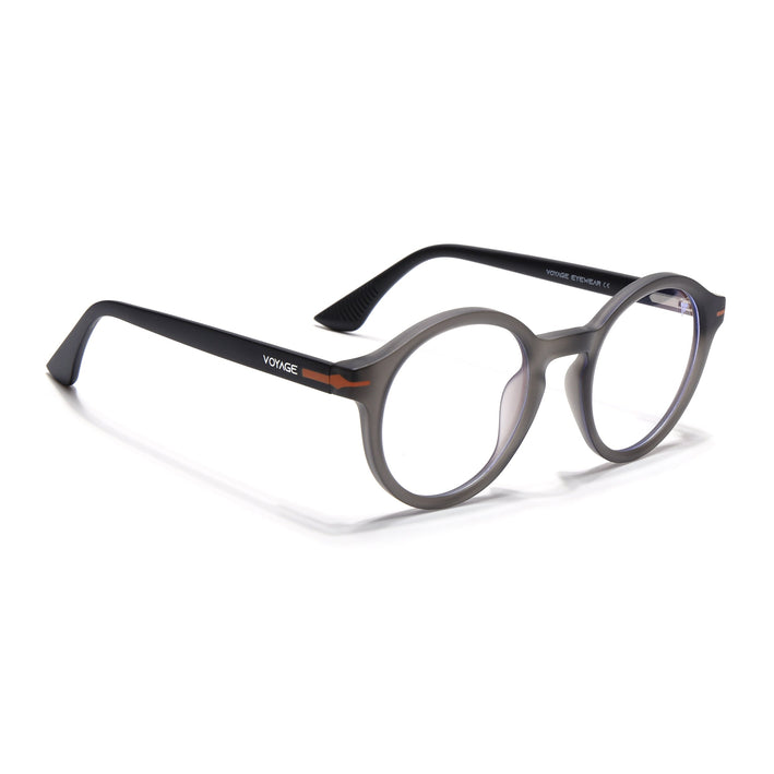 Voyage Dark Grey Round Eyeglasses for Men & Women (SV008FMG7488-C4)