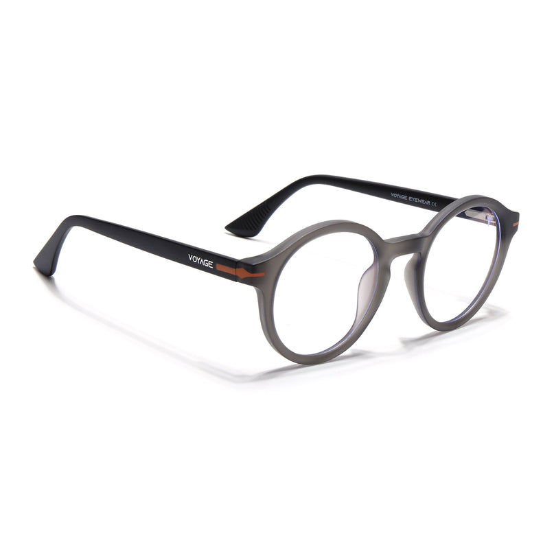 Voyage Dark Grey Round Eyeglasses for Men & Women (SV008FMG7488-C4)