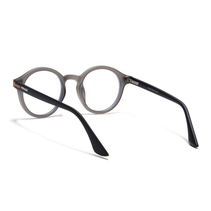 Voyage Dark Grey Round Eyeglasses for Men & Women (SV008FMG7488-C4)