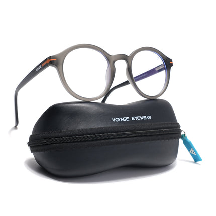 Voyage Dark Grey Round Eyeglasses for Men & Women (SV008FMG7488-C4)
