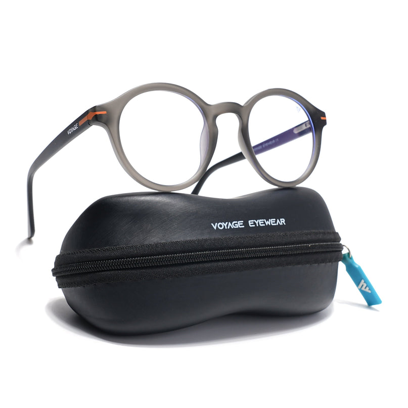 Voyage Dark Grey Round Eyeglasses for Men & Women (SV008FMG7488-C4)