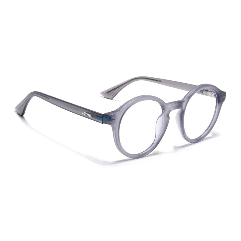 Voyage Light Grey Round Eyeglasses for Men & Women (SV008FMG7489-C5)
