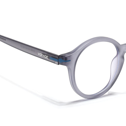 Voyage Light Grey Round Eyeglasses for Men & Women (SV008FMG7489-C5)