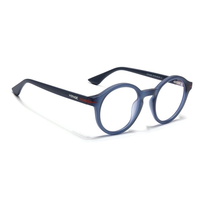Voyage Blue Round Eyeglasses for Men & Women (SV008FMG7490-C6)