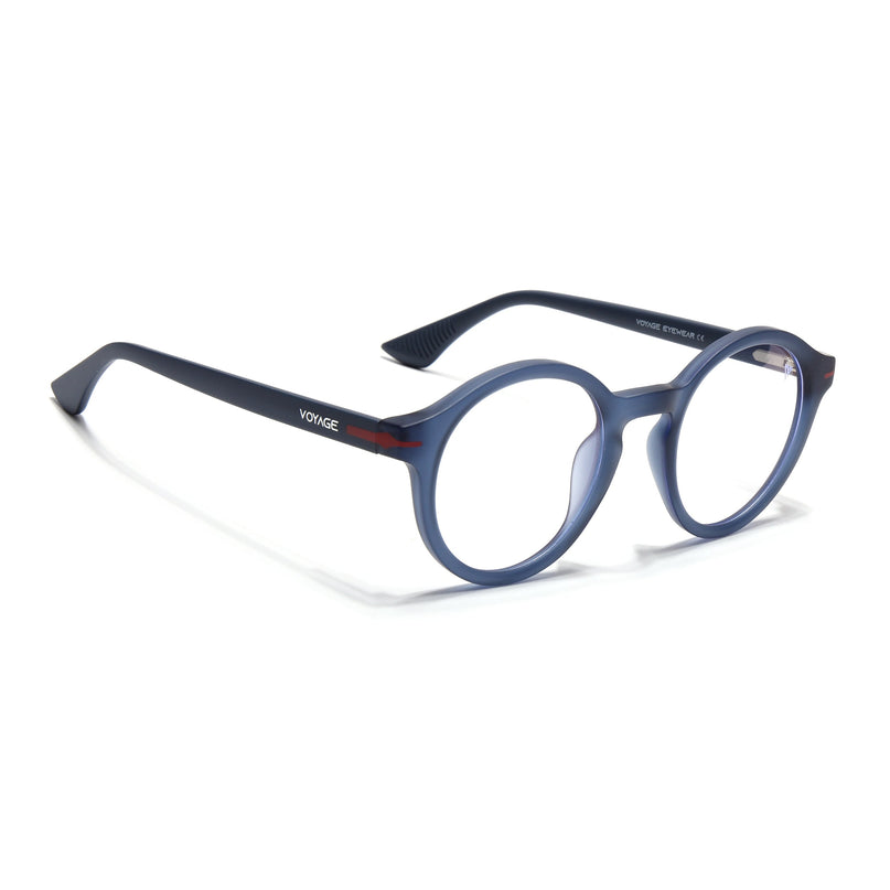 Voyage Blue Round Eyeglasses for Men & Women (SV008FMG7490-C6)