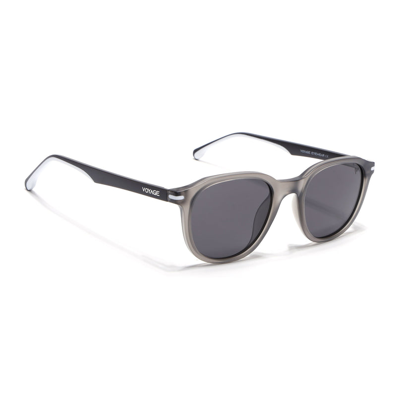 Wayfarer Polarized Sunglasses for Men & Women (Black Lens | Dakr Grey Frame - PMG7400)