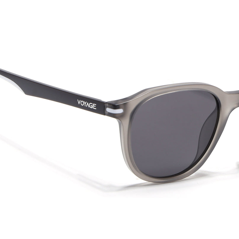 Wayfarer Polarized Sunglasses for Men & Women (Black Lens | Dakr Grey Frame - PMG7400)
