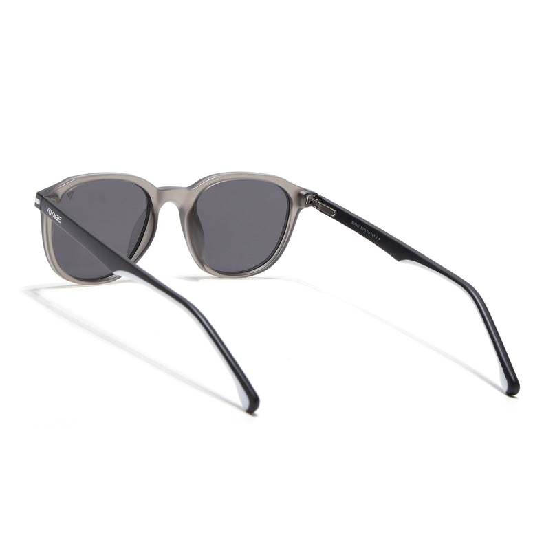 Wayfarer Polarized Sunglasses for Men & Women (Black Lens | Dakr Grey Frame - PMG7400)