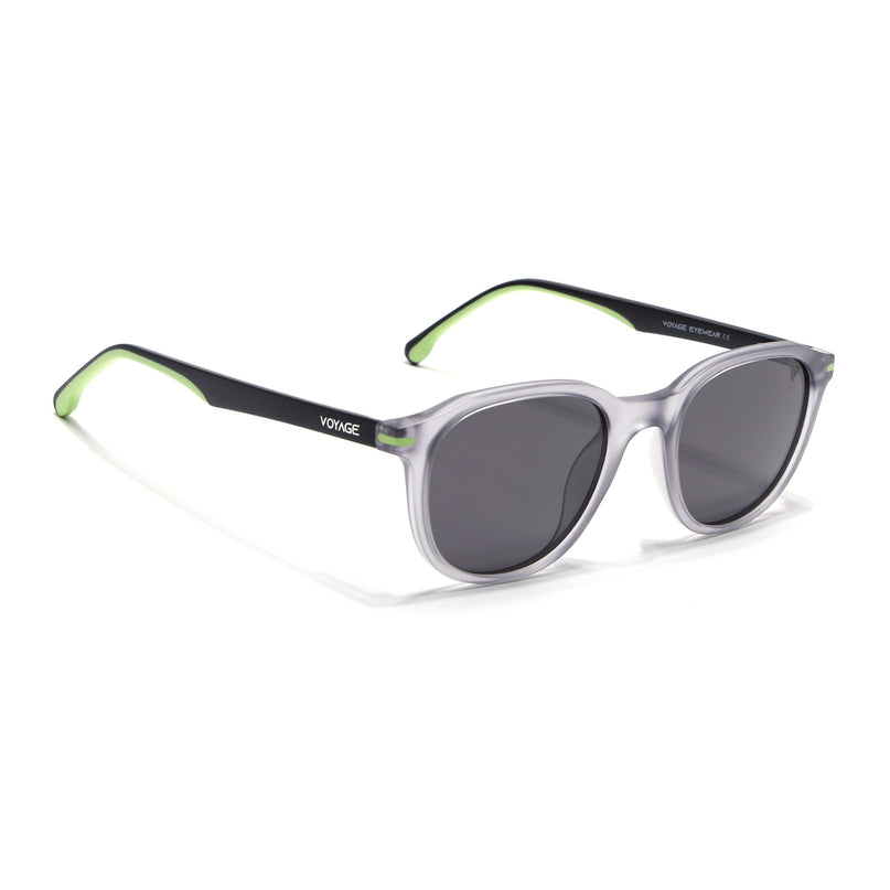Wayfarer Polarized Sunglasses for Men & Women (Black Lens | Light Grey Frame - PMG7401)