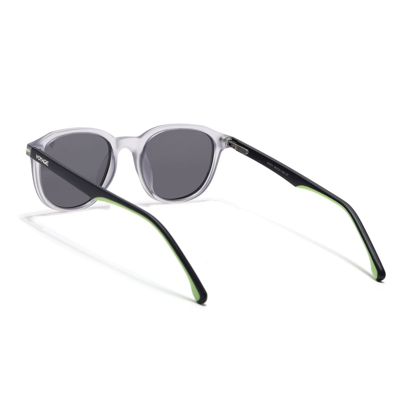 Wayfarer Polarized Sunglasses for Men & Women (Black Lens | Light Grey Frame - PMG7401)