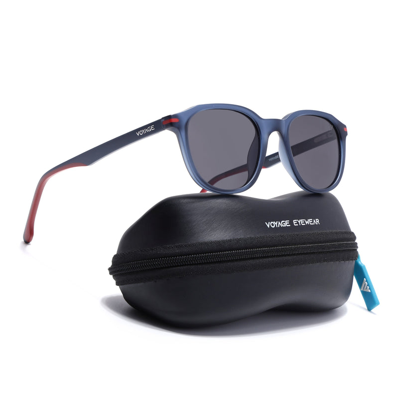 Wayfarer Polarized Sunglasses for Men & Women (Black Lens | Blue Frame - PMG7402)