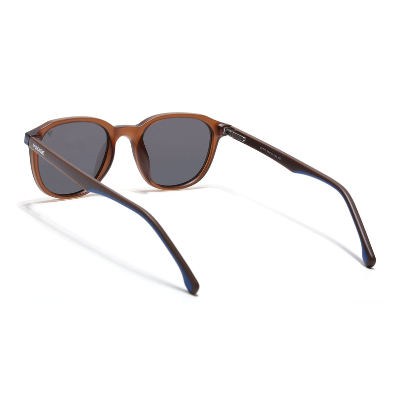 Wayfarer Polarized Sunglasses for Men & Women (Black Lens | Brown Frame - PMG7403)
