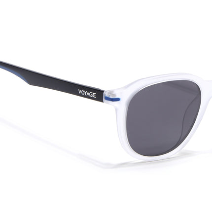 Wayfarer Polarized Sunglasses for Men & Women (Black Lens | Transparent Frame - PMG7404)