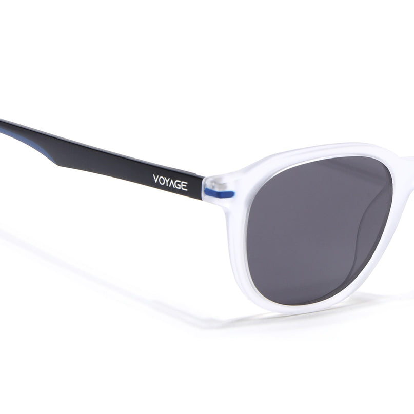 Wayfarer Polarized Sunglasses for Men & Women (Black Lens | Transparent Frame - PMG7404)