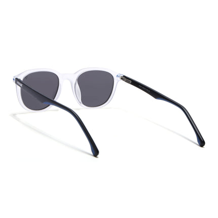 Wayfarer Polarized Sunglasses for Men & Women (Black Lens | Transparent Frame - PMG7404)
