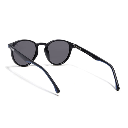 Round Polarized Sunglasses for Men & Women (Black Lens | Black Frame - PMG7405)