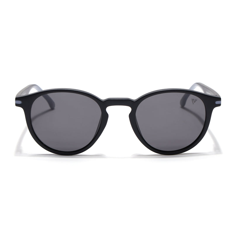 Round Polarized Sunglasses for Men & Women (Black Lens | Black Frame - PMG7407)