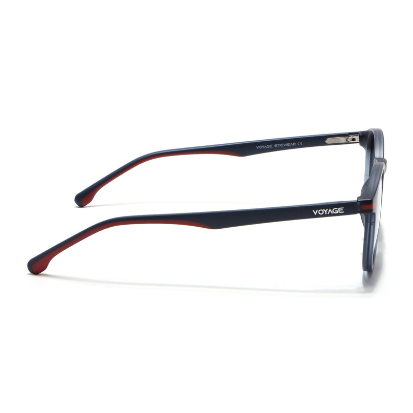 Round Polarized Sunglasses for Men & Women (Black Lens | Blue Frame - PMG7410)