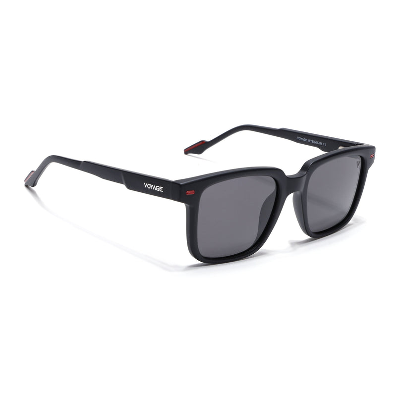 Square Polarized Sunglasses for Men & Women (Black Lens | Black Frame - PMG7413)