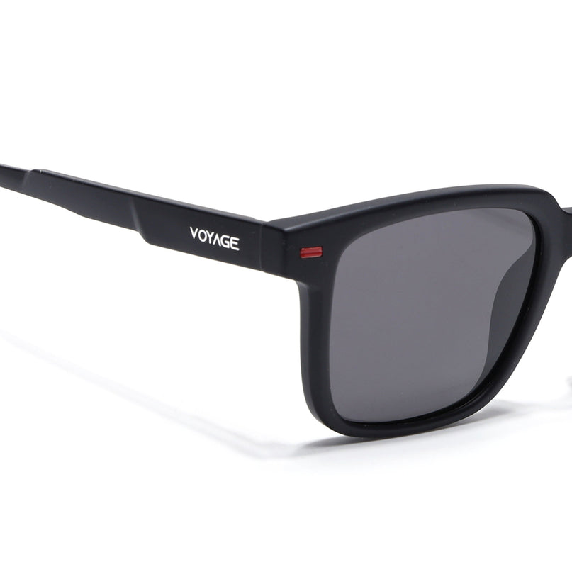 Square Polarized Sunglasses for Men & Women (Black Lens | Black Frame - PMG7413)